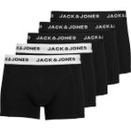 Jack & Jones Erkek Logolu Beli Lastikli 5'li Boxer Paketi - Solid - Siyah - M