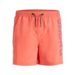 JACK & JONES Erkek Mayosu Yüzme Şortu SPLICELOGO S M L XL XXL Siyah Kırmızı Turuncu, sıcak mercan, S