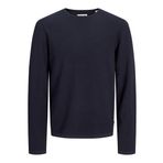JACK & JONES Erkek örgü kazak tek renkli örgü kazak, Lacivert (Navy Blazer), L