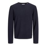 JACK & JONES Erkek örgü kazak tek renkli örgü kazak, Lacivert (Navy Blazer), M