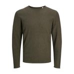 JACK & JONES Erkek örgü kazak tek renkli örgü kazak, Zeytin gecesi, XXL