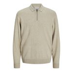 JACK & JONES Erkek polo tişört, tek renkli, polo tişört, Oatmeal., L