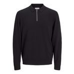 JACK & JONES Erkek polo tişört, tek renkli, polo tişört, Siyah, M