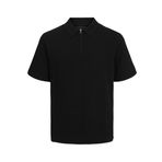 JACK & JONES Erkek polo tişört, tek renkli, polo tişört, Siyah, S