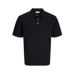 JACK & JONES Erkek polo tişört, tek renkli, polo tişört, Siyah, XL