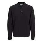 JACK & JONES Erkek polo tişört, tek renkli, polo tişört, Siyah, XXL