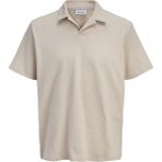 Jack & Jones Erkek Polo Yaka Kisa Kollu Tisört - Devin - 008-Bej - 4XL