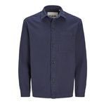 JACK & JONES Erkek Rddcolter Canvas Overshrit L/S Sn gündelik gömlek, Lacivert (Navy Blazer), XL