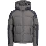 Jack & Jones Erkek Rüzgara Dayanikli Kapüsonlu Puffer Mont - Aero - 00E-Gri - 2XL