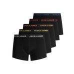 JACK & JONES Erkek seti, 5'li paket, boxer şort, streç külot, basic jarse iç çamaşırı, Siyah/Detay: Siyah, M
