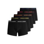 JACK & JONES Erkek seti, 5'li paket, boxer şort, streç külot, basic jarse iç çamaşırı, Siyah/Detay: Siyah, XXL