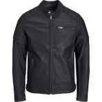 Jack & Jones Erkek Siyah Deri Ceket Jjerocky 7218 Suni Deri Kalitesi ile Şık Tasarım