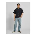 Jack & Jones Erkek Siyah Jjebreeze Lınen Blend Oversıze Shırt Gömlek 12288602-Black