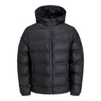 Jack Jones Erkek Siyah Kapüşonlu Rüzgar Geçirmez Şişme Mont 12239020S