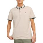 JACK & JONES Erkek Slim Fit Polo Tişört JJEPAULOS Uni Yazlık Gömlek Yaka Kısa Kollu Basic Pique Cotton, Bej - Mavi, XL