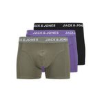 JACK & JONES Erkek şortu, 3'lü paket şort, Agave Green/Paket: Siyah - Mor Zenginlik, M