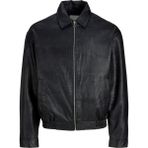 Jack & Jones Erkek Suni Deri Bomber Ceket - Leon - 001-Siyah