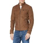 JACK & JONES Erkek suni deri ceket, Konyak, M