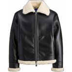 Jack & Jones Erkek Suni Deri Ceket Lıverpool Avıator Regular Kalıp Siyah 12282948