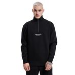 JACK & JONES Erkek Sweatshirt Fermuarlı, Siyah, M
