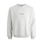JACK & JONES Erkek Sweatshirt JORNORREBRO EMB Sweat Crew - Relaxed Fit, beyaz melanj, XL