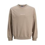 JACK & JONES Erkek Sweatshirt JORNORREBRO EMB Sweat Crew - Relaxed Fit, Mocha Beze, M