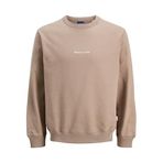 JACK & JONES Erkek Sweatshirt JORNORREBRO EMB Sweat Crew - Relaxed Fit, Mocha Beze, XXL