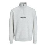 JACK & JONES Erkek Sweatshirt Yarım Fermuarlı Metin Sweatshirt Yarım Fermuarlı, beyaz melanj, S