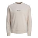 JACK & JONES Erkek Sweatshirt Yuvarlak Yaka Baskılı Sweatshirt Yuvarlak Yaka, Moonbeam, S