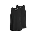 JACK & JONES Erkek Tanktop 2'li paket tek renkli atlet, Siyah, S