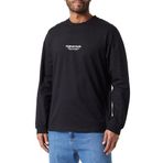 JACK & JONES Erkek tişört, baskılı, yuvarlak yaka tişört, Siyah, S