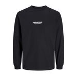 JACK & JONES Erkek tişört, baskılı, yuvarlak yaka tişört, Siyah, XL