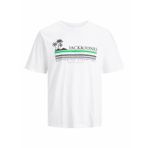 JACK & JONES Erkek tişört, bisiklet yaka, Parlak beyaz, M