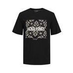 JACK & JONES Erkek tişört, büyük beden, logolu tişört, Siyah, 3XL