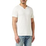 JACK & JONES Erkek tişört, kırçıllı, bölünmüş yaka tişört, Cloud Dancer/Fit: slim, S