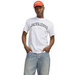 JACK & JONES Erkek tişört, logolu yuvarlak yaka tişört, Beyaz, S