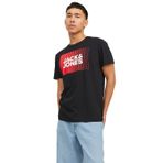 JACK & JONES Erkek tişört, logolu yuvarlak yaka tişört, Beyaz/Baskı: Play 5, M