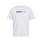 JACK & JONES Erkek tişört, logolu yuvarlak yaka tişört, Beyaz/Baskı: Play 5, S