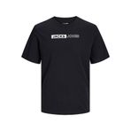 JACK & JONES Erkek tişört, logolu yuvarlak yaka tişört, Siyah 2, M
