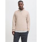 Jack & Jones Erkek Yarım Fermuarlı Dik Yaka Bej Örme Kazak - 12278937