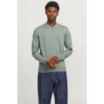 Jack & Jones Erkek Yarım Fermuarlı Polo Yaka Yeşil Kazak - 12268210