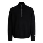 Jack & Jones Fermuarlı Yaka Kazak, L, 12282749, Siyah, Erkek