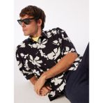 Jack & Jones Geniş Fit Siyah Erkek Gömlek Jorfaro Lınen Aop Oversızed Shırt S - XL