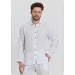 Jack & Jones Heaven 4030 Müslin Yakalı Uzun Kol Erkek Gömlek - Beyaz - XL