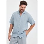 Jack & Jones Heaven 4040 Muslın Yakalı Kısa Kol Erkek Gomlek - Açık Gri
