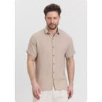 Jack & Jones Heaven 4040 Muslın Yakalı Kısa Kol Erkek Gomlek - Toprak - 2XL