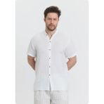 Jack & Jones Heaven 4050 Muslın Hakım Yaka Battal Kısa Kol Erkek Gomlek - Beyaz - 4XL