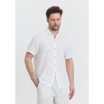 Jack & Jones Heaven 4050 Muslın Hakım Yaka Battal Kısa Kol Erkek Gomlek - Beyaz - 5XL