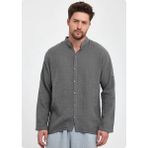 Jack & Jones Heaven 4050 Muslın Hakım Yaka Uzun Kol Erkek Gomlek - Antrasit - 2XL