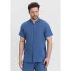 Jack & Jones Heaven 4080 Muslın Hakım Yaka Kısa Kol Erkek Gomlek - Lacivert - XL